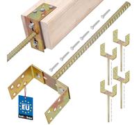KOTARBAU® 4 x Support De Poteau Carré avec Pied | Pied Poteau 0-160 mm x 400 mm en U | Support Poteau Bois en Acier Galvanisé | Support Poteau À Enfoncer | Largeur Réglable | Support Poteau À Planter