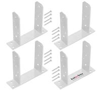 KOTARBAU® 4 Pièces Support Poteau Bois - à Visser - TT - Acier Galvanisé - 140 mm - Argent - Pied de Poteau - Fixation Robuste - Embase