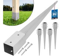 KOTARBAU® 4 x 51 x 51 x 600 mm Support De Poteau À Enfoncer en Acier Galvanisé Lourd | Support De Poteau Carré en Métal Entraîné À Planter | Support Poteau Bois | Support Poteau À Enfoncer