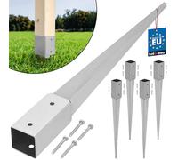 KOTARBAU® 4 x 61 x 61 x 750 mm Support De Poteau À Enfoncer en Acier Galvanisé Lourd | Support De Poteau Carré en Métal Entraîné À Planter | Support Poteau Bois | Support Poteau À Enfoncer