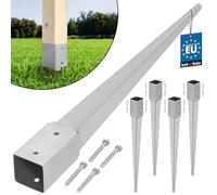 KOTARBAU® 4 x 71 x 71 x 750 mm Support De Poteau À Enfoncer en Acier Galvanisé Lourd | Support De Poteau Carré en Métal Entraîné À Planter | Support Poteau Bois | Support Poteau À Enfoncer