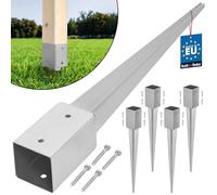 KOTARBAU® 4 x 81 x 81 x 750 mm Support De Poteau À Enfoncer en Acier Galvanisé Lourd | Support De Poteau Carré en Métal Entraîné À Planter | Support Poteau Bois | Support Poteau À Enfoncer