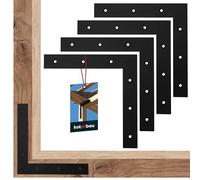 KOTARBAU® 4 x Equerre Plate | Angle plat 20 x 20 x 3,1 cm en Acier peint par pulverisation en Noir Equerre | Angle de fenêtre plat | Raccord de porte | Raccord d'angle plat