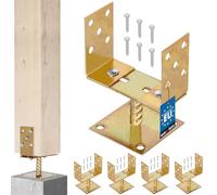 KOTARBAU® 4 x Support De Poteau Carré avec Pied | Pied Poteau 0-160 Mm en U | Support Poteau Bois en Acier Galvanisé | Support Poteau À Enfoncer | Largeur Réglable