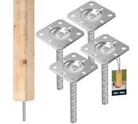KOTARBAU® 4 x Support de Poteau carré | Pied Poteau 100 x 100 x 205 mm | Support Poteau Bois en Acier galvanisé | Support Poteau a enfoncer