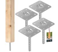 KOTARBAU® 4 x Support de Poteau carré | Pied Poteau 130 x 130 x 205 mm | Support Poteau Bois en Acier galvanisé | Support Poteau a enfoncer