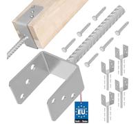 KOTARBAU® 4 x Support De Poteau en U De 101 mm Galvanisé pour Ancrage en Béton | Support Poteau À Enfoncer | Support Poteau Bois | Pied Poteau | Fixation Poteau Bois | Pied De Poteau À Sceller