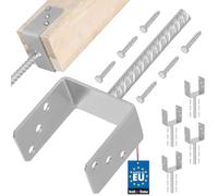 KOTARBAU® 4 x Support De Poteau en U De 121 mm Galvanisé pour Ancrage en Béton | Support Poteau À Enfoncer | Support Poteau Bois | Pied Poteau | Fixation Poteau Bois | Pied De Poteau À Sceller