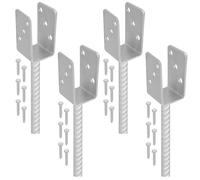KOTARBAU® 4 x Support De Poteau en U De 51 mm Galvanisé pour Ancrage en Béton | Support Poteau À Enfoncer | Support Poteau Bois | Pied Poteau | Fixation Poteau Bois | Pied De Poteau À Sceller
