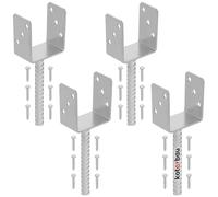 KOTARBAU® 4 x Support De Poteau en U De 91 mm Galvanisé pour Ancrage en Béton | Support Poteau À Enfoncer | Support Poteau Bois | Pied Poteau | Fixation Poteau Bois | Pied De Poteau À Sceller