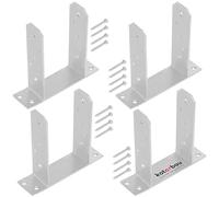 KOTARBAU® 4x Support De Poteau Carré | Pied Poteau 120 Mm TT | Support Poteau Bois En Acier Galvanisé | Support Poteau A Enfoncer