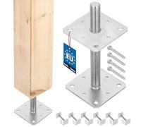 KOTARBAU® 6 pces. Support de Poteau - Acier Galvanisé - 110 x 110 x 250 mm - M24 - Argent - Pied Réglable - Support Poteau Bois - Fixation Robuste Extérieur Intérieur