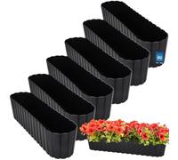 KOTARBAU® 6 pcs Jardinière Exterieur - Plastique - 60 x 14 x 13cm - Anthracite - Pot De Fleur Exterieur - Jardiniere Balcon - Rustique - Rectangulaire - Grand Cache-Pot