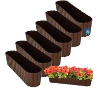 KOTARBAU® 6 pcs Jardinière Exterieur - Plastique - 60 x 14 x 13cm - Brun - Pot De Fleur Exterieur - Jardiniere Balcon - Rustique - Rectangulaire - Grand Cache-Pot