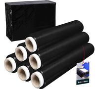 KOTARBAU® 6 rouleaux de film d'emballage film étirable 1,5 kg | L 285 m L 50 cm | Film étirable noir Rouleau de film étirable Film d'emballage film de déménagement pour meubles Film d'emballage film é