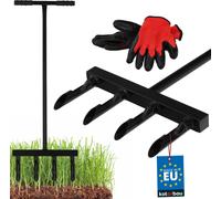 KOTARBAU® Aérateur de gazon manuel + gants 105 cm Aérateur pour gazon Scarificateur manuel Aérateur de gazon Aération efficace du gazon Aérateur manuel pour gazon Kit + gants de jardin Scarificateur m