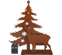 KOTARBAU® Arbre de Noël Décoration de Noël 25 x 20cm Silhouette de Noël Forêt en Ecorost avec cerf Paysage d'hiver Figures de rouille Noël