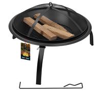 KOTARBAU® Bac à feu avec pare-étincelles & grille Bac à feu pour le jardin en acier 58 cm de diamètre Foyer avec tisonnier Bac à feu avec couvercle contre les étincelles Corbeille à feu pour le jardin