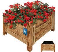 KOTARBAU® Bac à fleurs en bois pour l'extérieur Bac à plantes long 50cm Largeur 50cm Bac à plantes en bois outdoor Bac à fleurs pour terrasse & balcon Bac à fleurs aspect bois rustique Bac à herbes ar