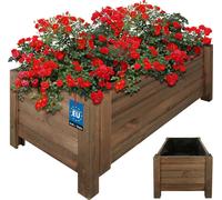 KOTARBAU® Bac à fleurs en bois pour l'extérieur Bac à plantes long 79cm large 39cm brun Bac à fleurs en bois pour l'extérieur Bac à fleurs pour terrasse & balcon Bac à fleurs aspect bois Bac à herbes 