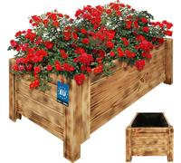 KOTARBAU® Bac à fleurs en bois pour l'extérieur Bac à plantes long 79cm Largeur 39cm Bac à plantes en bois outdoor Bac à fleurs pour terrasse & balcon Bac à fleurs aspect bois rustique Bac à herbes ar
