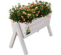 KOTARBAU® Bac à fleurs sur pieds 40,5 x 18 x 28,5 cm Blanc Herbes aromatiques Bac à plantes en bois Bac à plantes surélevé pour terrasse et balcon Bac à légumes surélevé