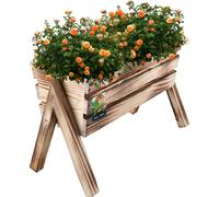KOTARBAU® Bac à fleurs sur pieds 40,5 x 18 x 28,5 cm bois flammé Herbes aromatiques Bac à plantes en bois pour terrasse et balcon Bac à légumes en hauteur