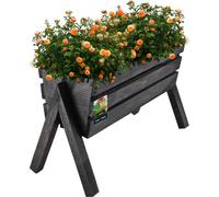 KOTARBAU® Bac à fleurs sur pieds 40,5 x 18 x 28,5 cm Noir Herbes aromatiques Bac à plantes en bois Bac à plantes surélevé pour terrasse et balcon Bac à légumes surélevé