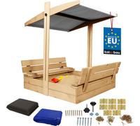 KOTARBAU® Bac à sable avec couvercle 100 x 100 cm Grand bac à sable en bois de couleur naturelle avec toit gris Bac à sable avec couvercle Bac à sable avec toit Jouets de jardin enfants imprégnés Ferm