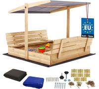 KOTARBAU® Bac à sable avec couvercle 140 x 140 cm Grand bac à sable en bois de couleur naturelle avec toit gris Bac à sable avec couvercle Bac à sable avec toit Jouets de jardin enfants imprégnés ferm