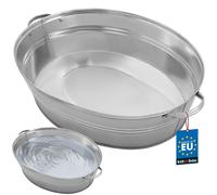 KOTARBAU® Bac en zinc pour le jardin grand 27 litres rond acier galvanisé zinc pot de fleurs jardin refroidisseur de boissons bac galvanisé bac en zinc jardin refroidisseur de champagne bol en tôle ja
