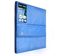 KOTARBAU Bâche en tissu 8x10 m Bleu 75g/m2 Bâche de couverture Renforcée Œillets Bâche de protection Bâche de construction Imperméable Résistante à la déchirure Bâche industrielle Toutes conditions cl