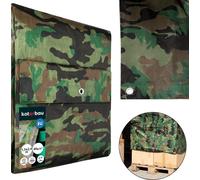 KOTARBAU® Bâche en tissu 1,5 x 2,4 m couleur camouflage 80g/m2 Bâche de couverture avec œillets Bâche de protection renforcée Bâche de construction Bâche de couverture étanche Résistante à la déchirur