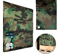 KOTARBAU® Bâche en tissu 1,5 x 3 m couleur camouflage 80g/m2 Bâche de couverture avec œillets Bâche de protection renforcée Bâche de construction Bâche de couverture étanche Résistante à la déchirure