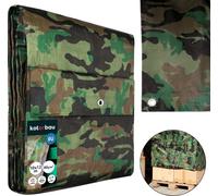 KOTARBAU® Bâche en tissu 10 x 12 m couleur camouflage 80g/m2 Bâche de couverture avec œillets Bâche de protection renforcée Bâche de construction Bâche de couverture étanche Résistante à la déchirure
