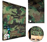 KOTARBAU Bâche en tissu 4x8 m couleur camouflage 80g/m2 Bâche de couverture Œillets renforcés Bâche de protection Bâche de construction étanche Résistante à la déchirure Bâche industrielle Toutes cond