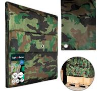 KOTARBAU® Bâche en tissu 5 x 5 m couleur camouflage 80g/m2 Bâche de couverture avec œillets Bâche de protection renforcée Bâche de construction Bâche de couverture étanche Résistante à la déchirure Bâ