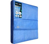 KOTARBAU Bâche en tissu 8x12 m Bleu 75g/m2 Bâche de couverture Renforcée Œillets Bâche de protection Bâche de construction Imperméable Résistante à la déchirure Bâche industrielle Toutes conditions cl