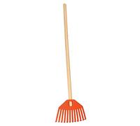 KOTARBAU® Balai à Feuilles pour Enfant en Plastique 190 mm avec Manche en Bois 790 mm Orange Râteau Accessoire de Jardinage Accessoires de Plantation
