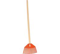 KOTARBAU® Balai à feuilles pour enfants Râteau plastique Râteau à feuilles manche bois 65cm Orange