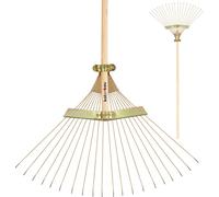 KOTARBAU® Balai à feuilles réglable 260-580 mm avec manche en bois 150cm Râteau en acier galvanisé Balai à feuilles en éventail pour balayer les feuilles mortes Râteau de jardin Outils de jardinage