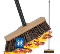 KOTARBAU® Balai Brosse - 27 cm - Marron - Balai Cantonnier - Bois de Hêtre Pet Coco - avec Un Manche en Métal - pour Intérieur Extérieur - Brosse pour Terrasse