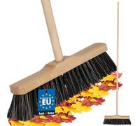 KOTARBAU® Balai Brosse - 30 cm - Marron - avec Manche en Bois - Balai Cantonnier - Brosse pour Terrasse - pour Intérieur Extérieur - en Bois de Hêtre