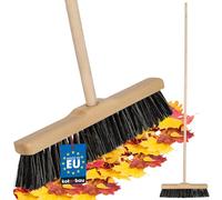 KOTARBAU® Balai Brosse - 35 cm - Marron - avec Manche en Bois - Balai Cantonnier - Brosse pour Terrasse - pour Intérieur Extérieur - en Bois de Hêtre