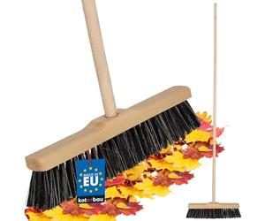 KOTARBAU® Balai Brosse - 35 cm - Marron - avec Manche en Bois - Balai Cantonnier - Brosse pour Terrasse - pour Intérieur Extérieur - en Bois de Hêtre