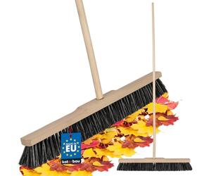 KOTARBAU® Balai Brosse - 60 cm - Marron - avec Manche en Bois - Balai Cantonnier - Brosse pour Terrasse - pour Intérieur Extérieur - en Bois de Hêtre