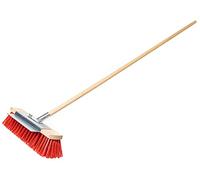 KOTARBAU® Balai Brosse - avec Grattoir - 40 cm - Naturel Rouge - Balai Brosse Exterieur - Terrasse - avec Manche en Bois