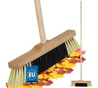 KOTARBAU® Balai Brosse - avec Manche en Bois - 35 cm - Marron - Balai Cantonnier - Brosse pour Terrasse Poils Durs - Bois de Hêtre & Nylon - Brun Noir Naturel
