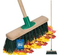 KOTARBAU® Balai Brosse - Bois de Hêtre - 30 cm - Vert - Balai Extérieur - Brosse pour Terrasse - Poils Durs - avec Un Manche en Bois