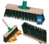 KOTARBAU® Balai Brosse - Bois de Hêtre - 30 cm - Vert - Balai Extérieur - Brosse pour Terrasse - Poils Durs - sans Manche